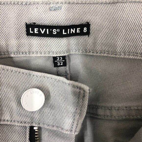 LEVI'S LINE 8 White Tab Light Grey Slim Straight Denim Jeans Sz 33 /32‎ - Picture 7 of 12